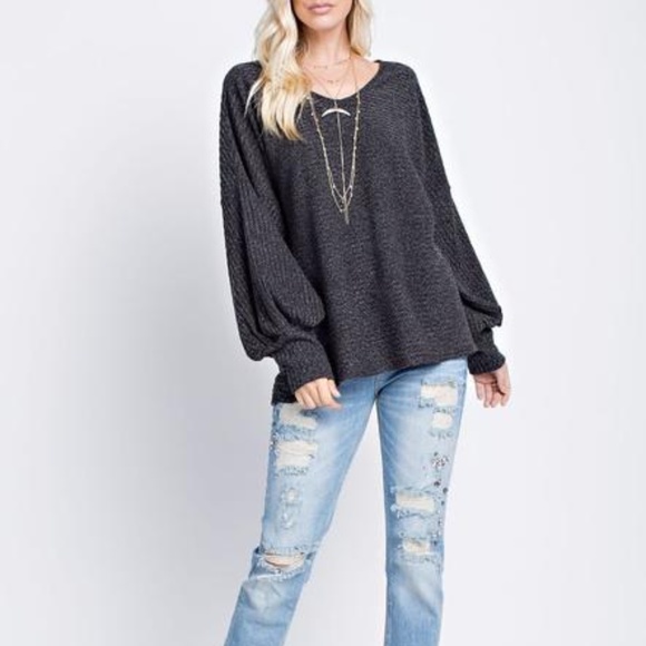 Two-Toned Ribbed Tunic in Slate Grey - Picture 1 of 4